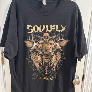 Hanes Black Graphic Tee with Gold Design